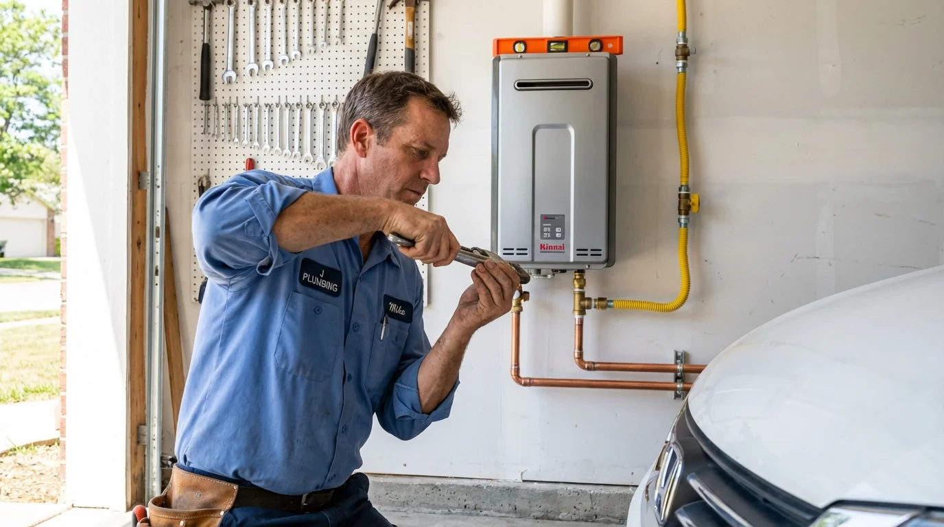 Tankless water heater installation by a Johns Plumbing LLC plumber in Edenton